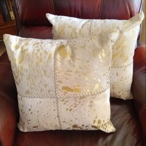 Bundle of 2 Cowhide Throw Pillows